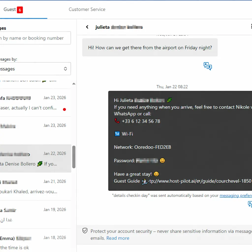 Booking.com automation and guest guide messages in vacation rental guest guide software